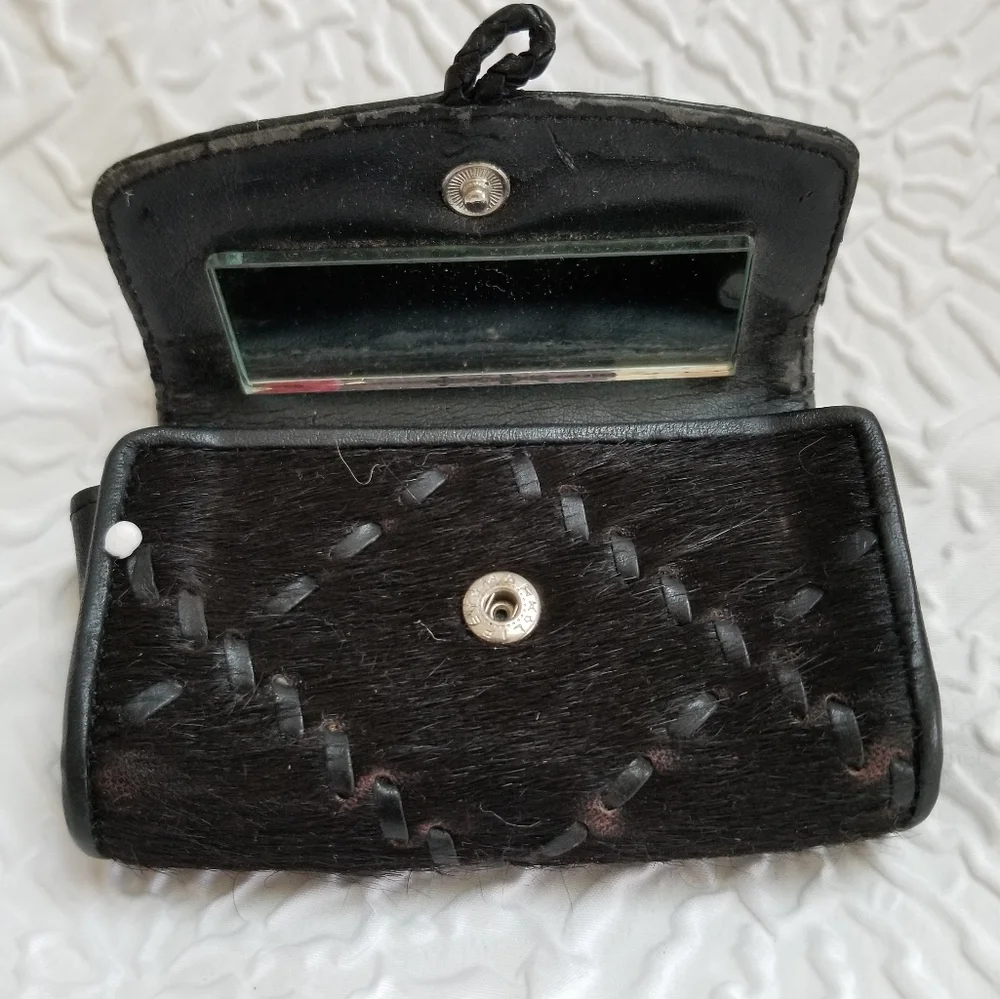 Brighton Black Leather & horse hair coin purse